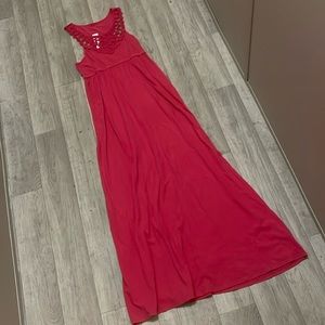 LA made NWT pink crochet lace maxi dress small